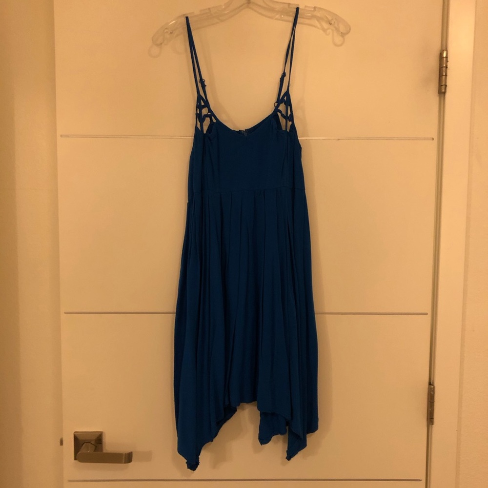 Blue Strappy Midi Casual Dress